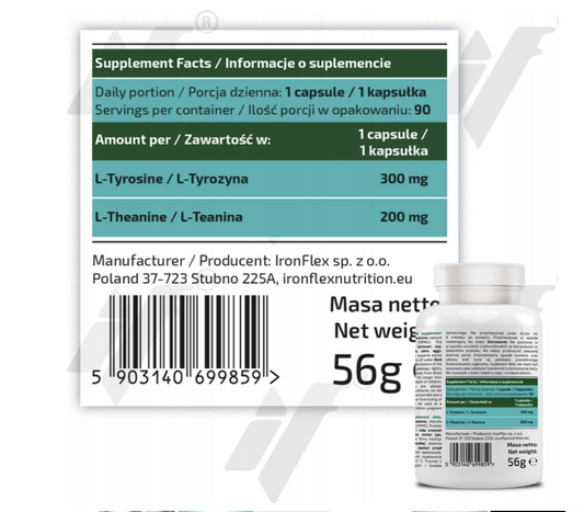 L-TEANINA, L-TYROZYNA, Level Up! pentru productivitate. suport pentru focus, calm și energie mentalăIRONFLEX