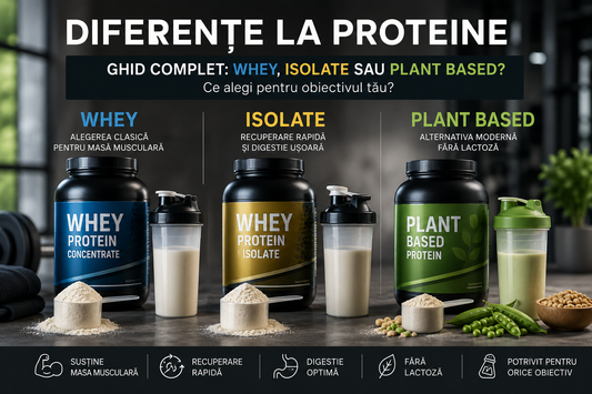 Diferente la proteine- Ghid complet: WHEY, ISOLATE sau PLANT BASED? Ce alegi pentru obiectivul tău?