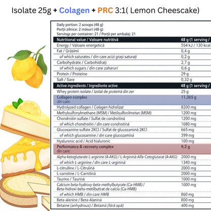 GAMINATE WHEY ISOLATE 2:1 / 3:1 , PROTEINA DIN ZER PUR cu colagen/L-carnitina