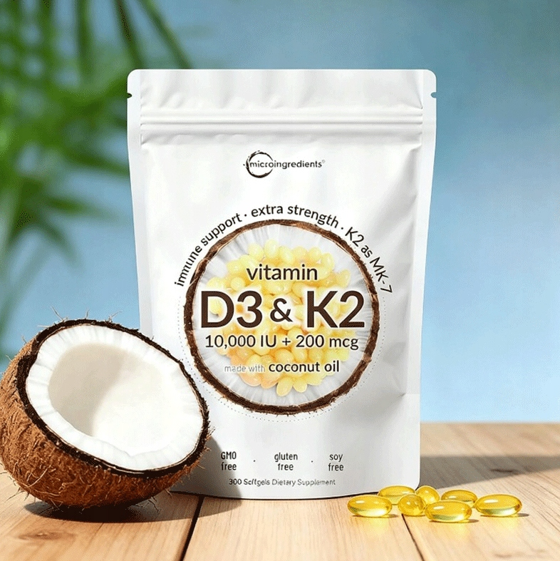 Witamina D3 i K2 - 10 000 IU + 200 mcg - miękkie kapsułki z olejem kokosowym