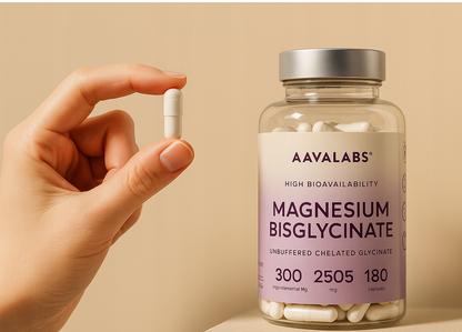AAVALABS Magnesium Bisglycinate, Chelated Magnesium Bisglycinate, 300 mg Elemental Magnesium, 180 Vegetarian Capsules