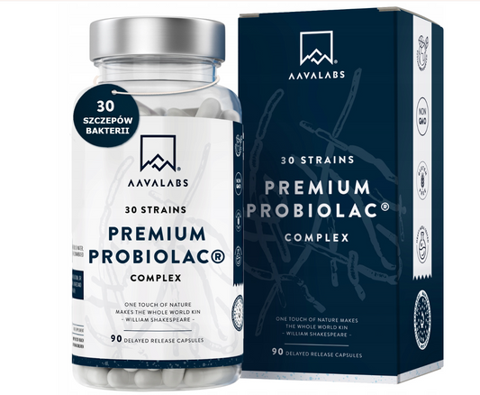 AAVALABS Premium Probiolac Complex, Probiotic 30 Strains, 120 Billion CFU, Zinc, 90 Gastro-Resistant Capsules