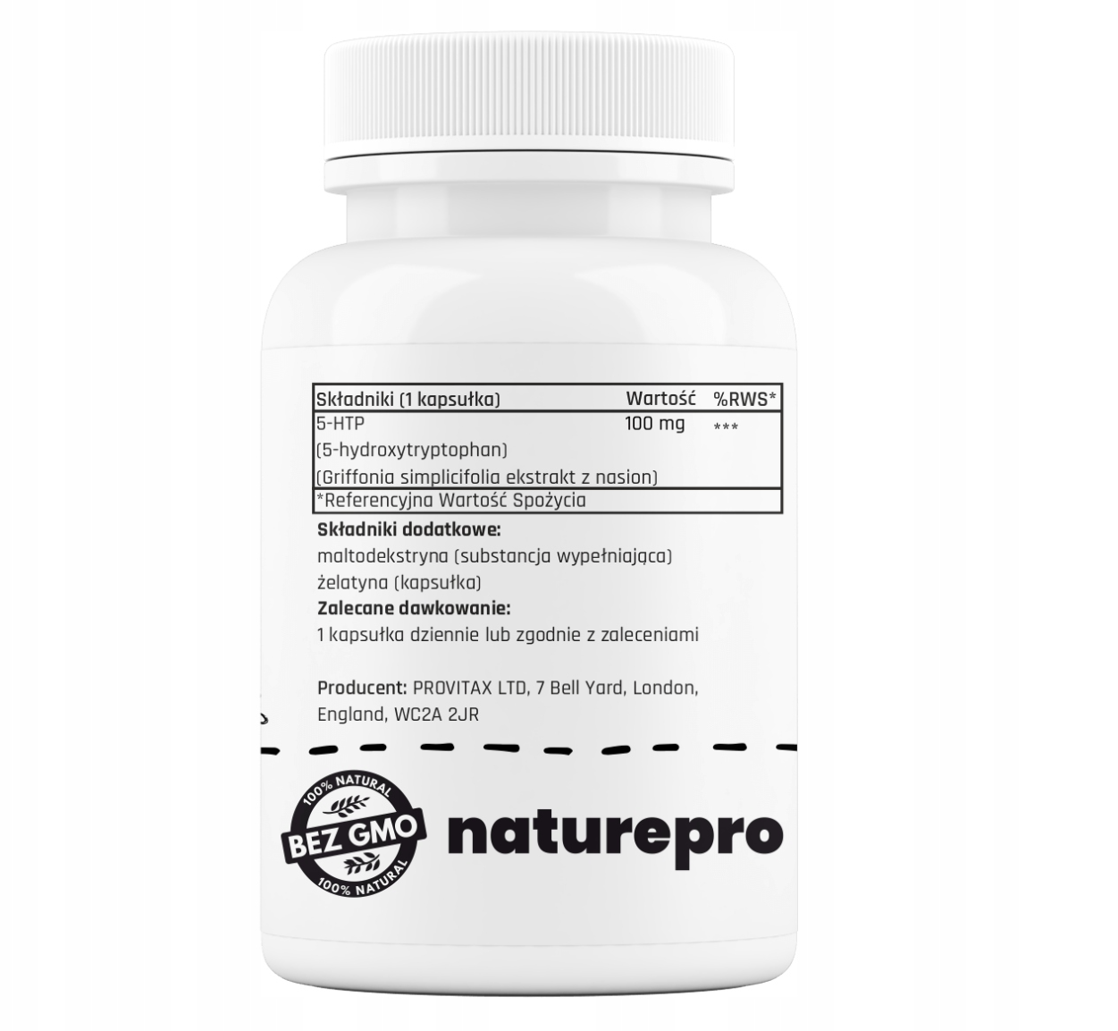 5-HTP 100 mg – Supports natural serotonin production, Naturepro - for emotional balance and relaxation, 100 capsules