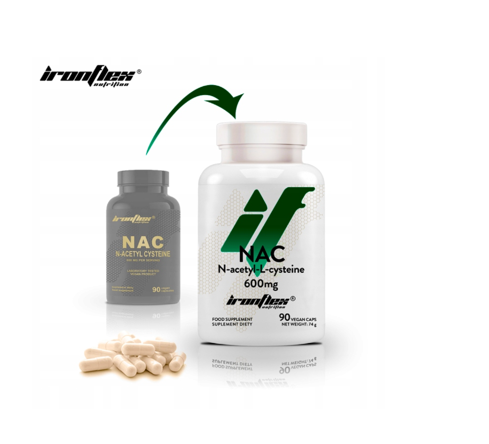 IronFlex NAC 600 mg, 90 kapsułek wegańskich – suplement z N-acetylocysteiny dla wsparcia ochrony antyoksydacyjnej