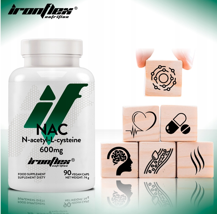 IronFlex NAC 600 mg, 90 kapsułek wegańskich – suplement z N-acetylocysteiny dla wsparcia ochrony antyoksydacyjnej