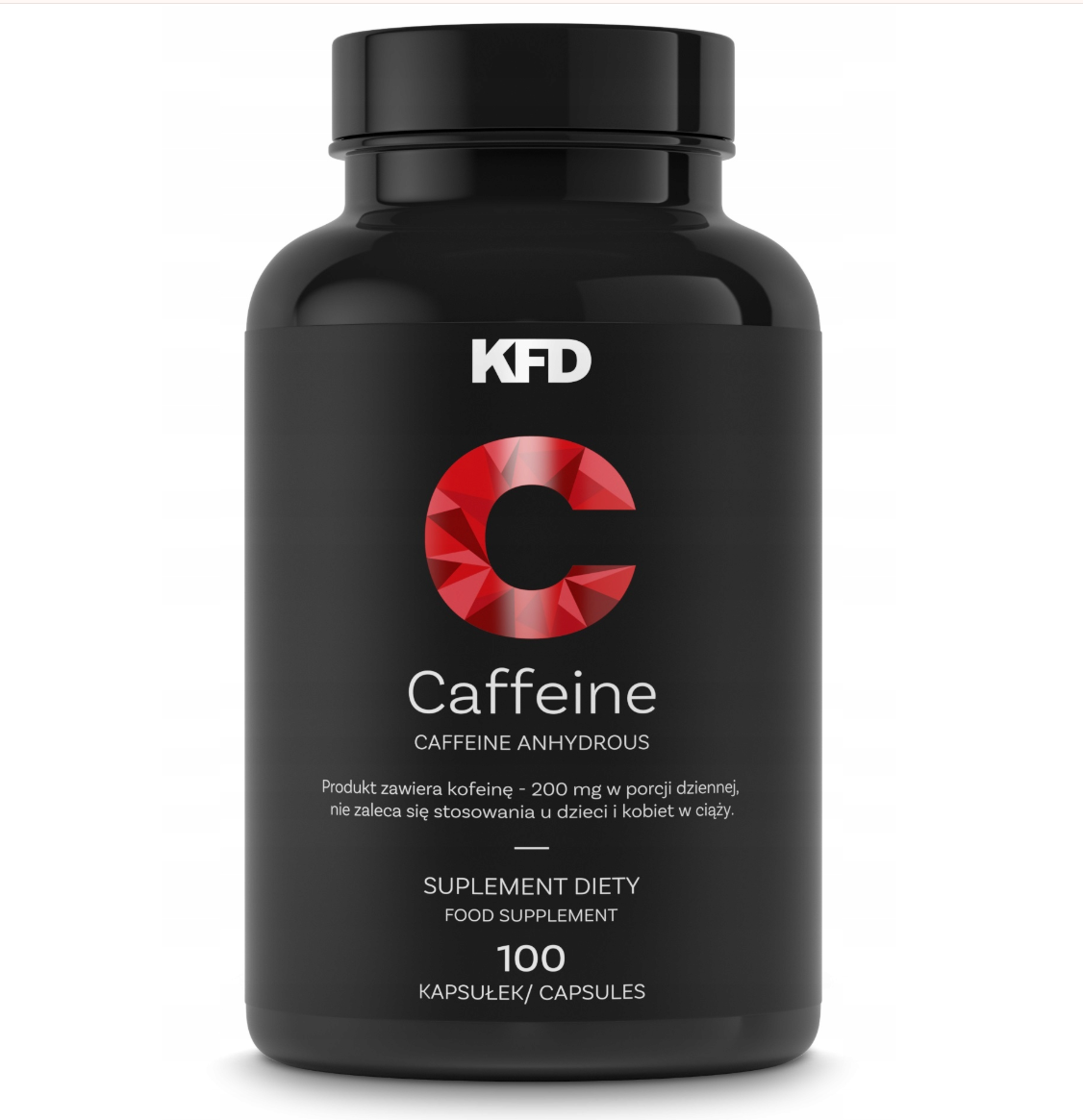 KFD Caffeine 200 mg, 100 capsules - energy, focus, and daily performance