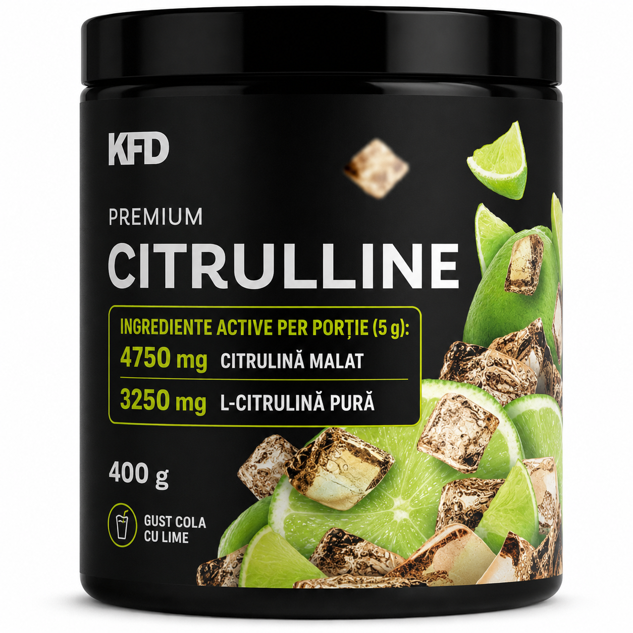 KFD Premium Citrulline 400g – Citrulină Malat 4750 mg Cola & Lime pentru Pump și Energie Pre-Workout
