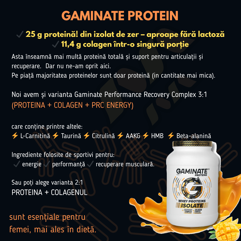 GAMINATE PROTEINA, IZOLAT DIN ZER PUR 25g/portie + Colagen 11,4g
