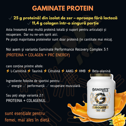 GAMINATE PROTEINA, IZOLAT DIN ZER PUR 25g/portie + Colagen 11,4g